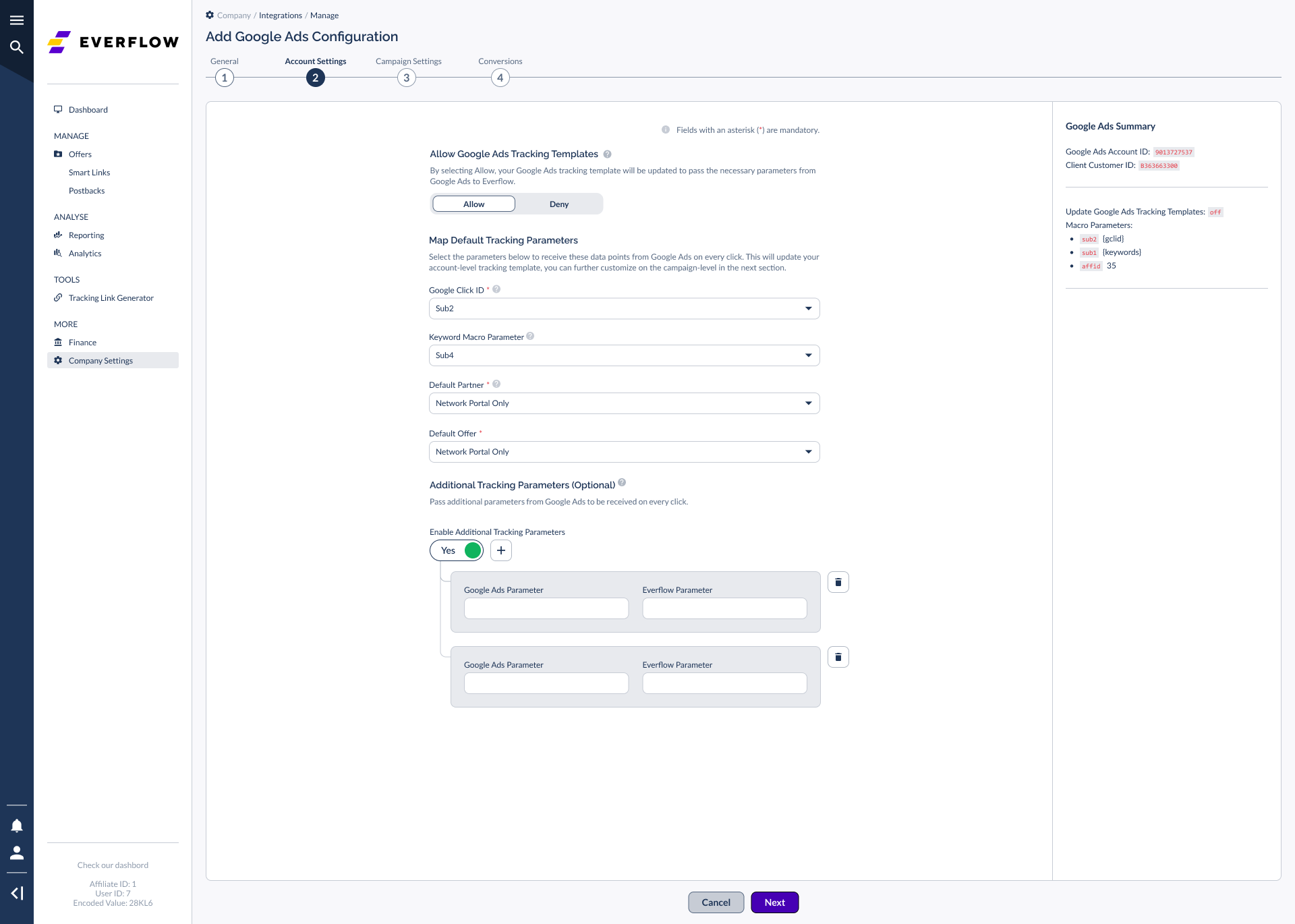 Google Ads Account Settings