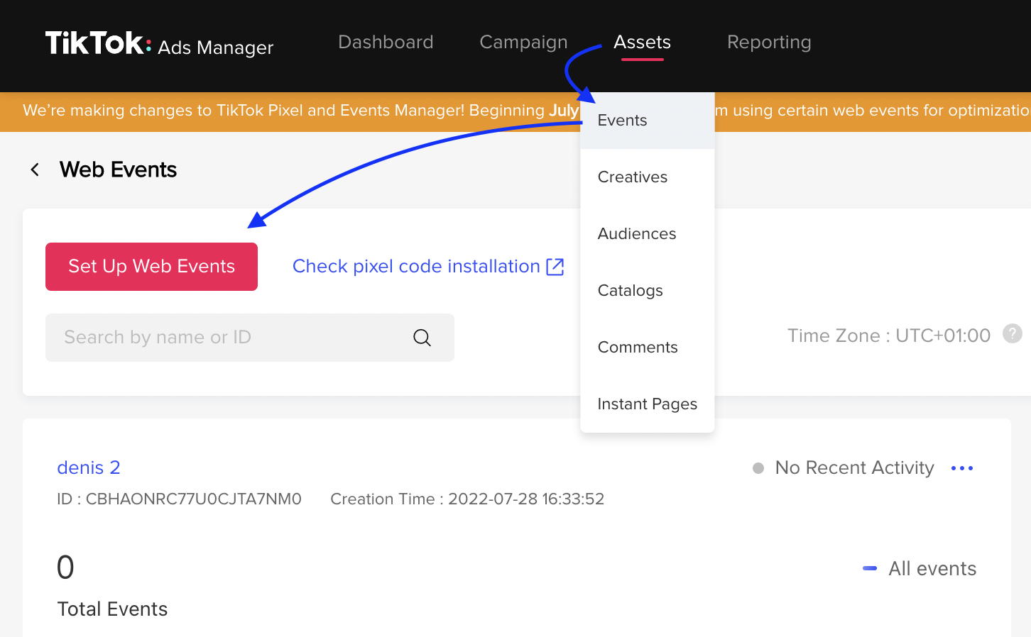TikTok Ads Manager Eventsn