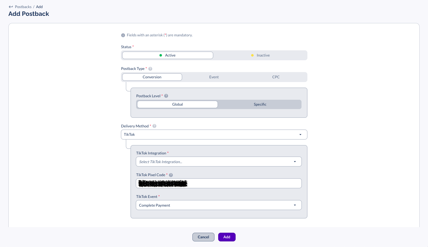 TikTok Properties Configuration
