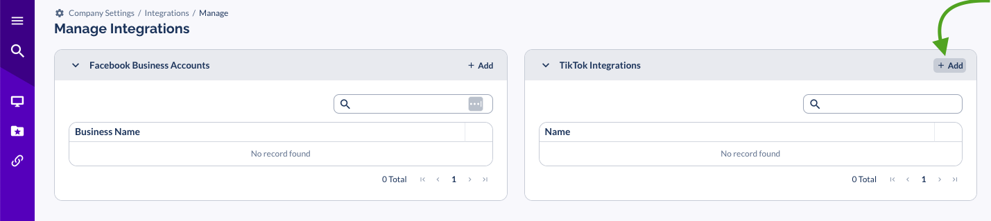 TikTok Integration Access Token Entry